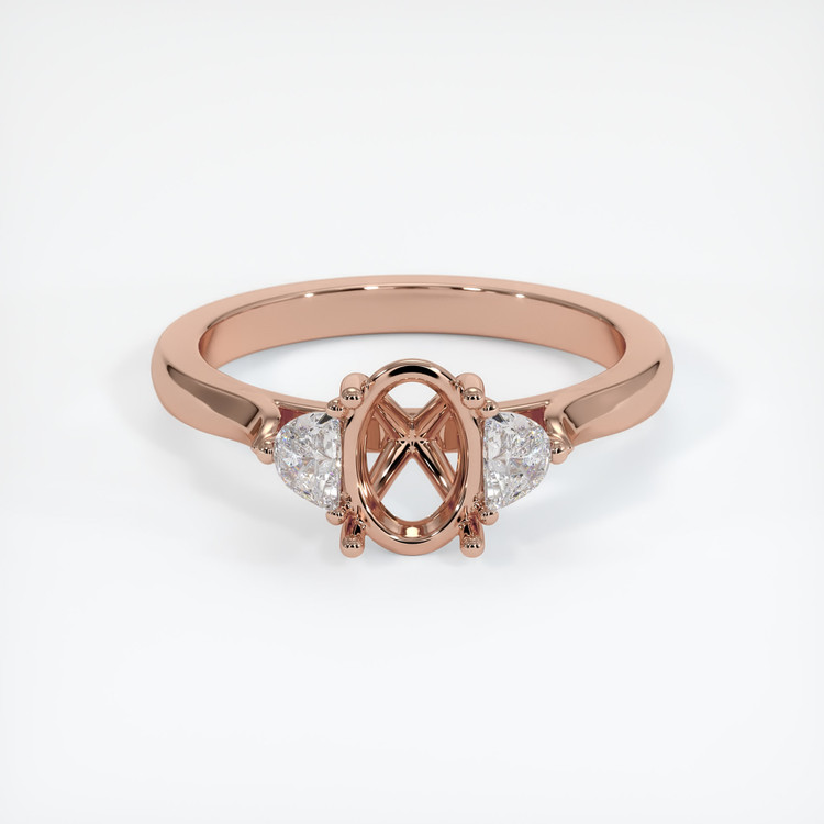 14K Rose Gold Three Stone Ring Setting