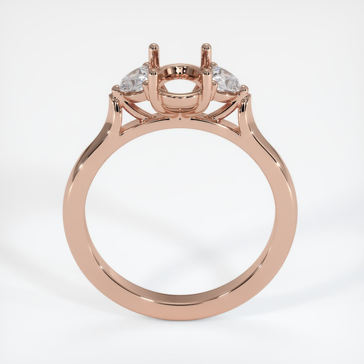 14K Rose Gold Three Stone Ring Setting