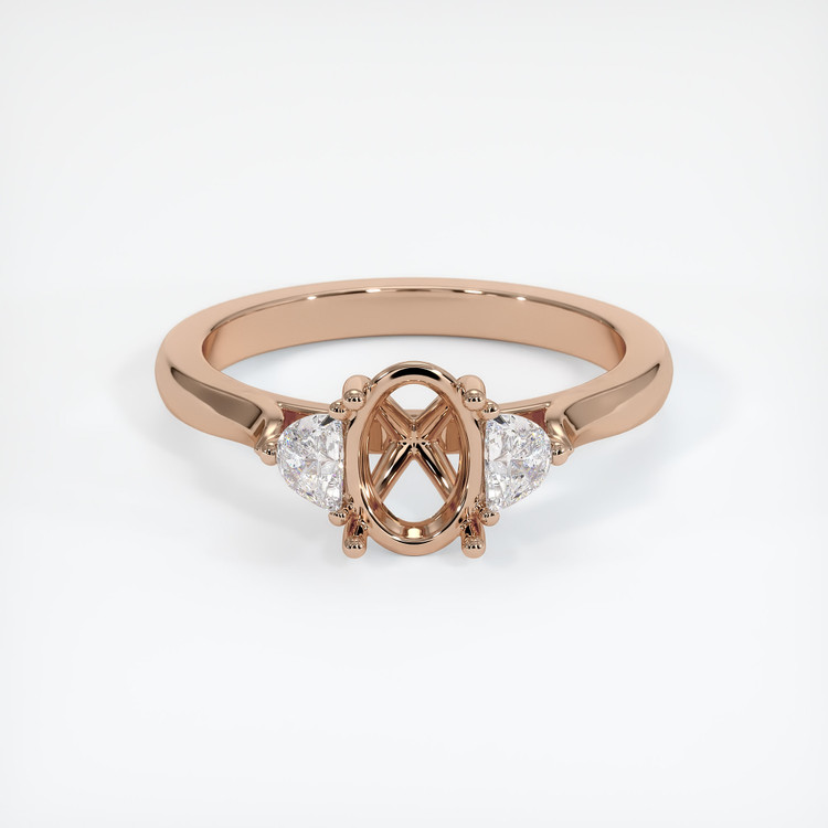 18K Rose Gold Three Stone Ring Setting