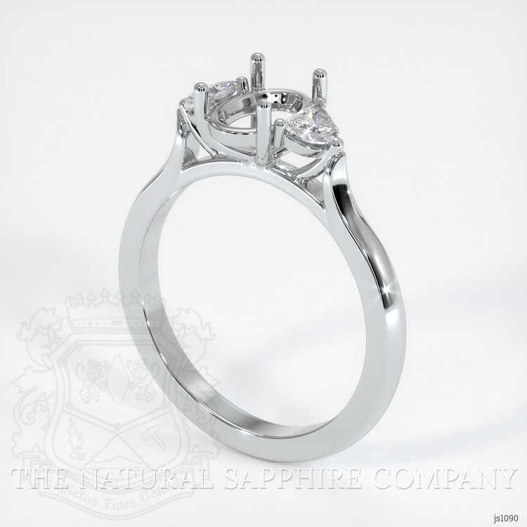10K White Gold Three Stone Ring Setting