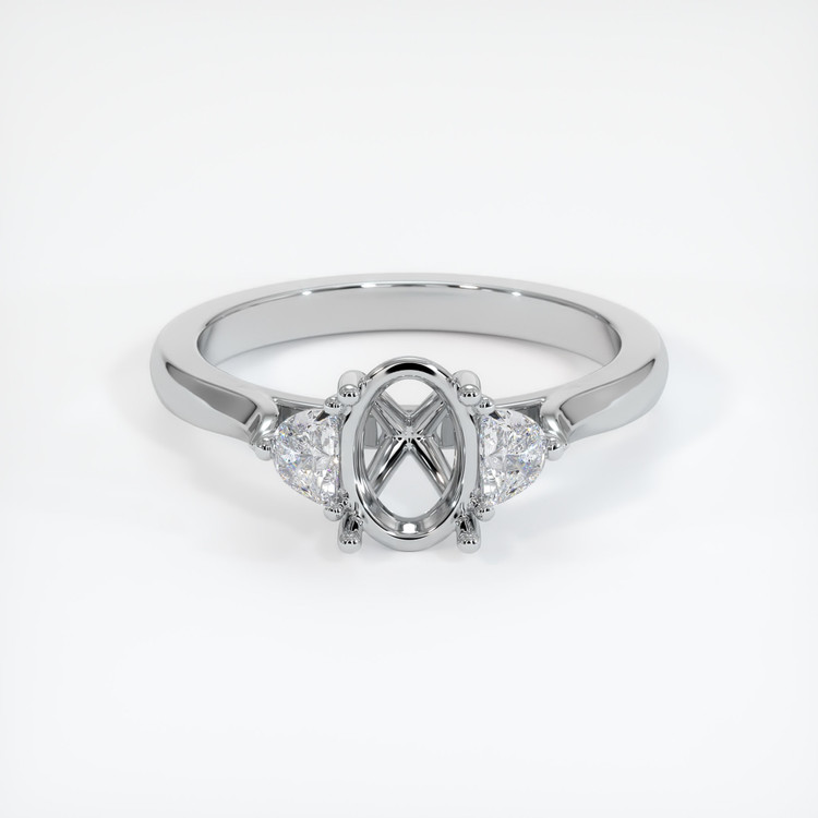 10K White Gold Three Stone Ring Setting