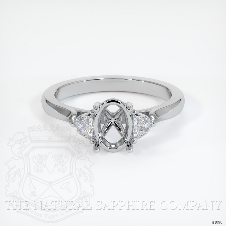 14K White Gold Three Stone Ring Setting