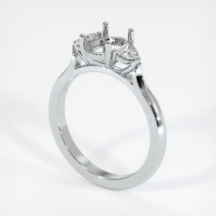 18K White Gold Three Stone Ring Setting