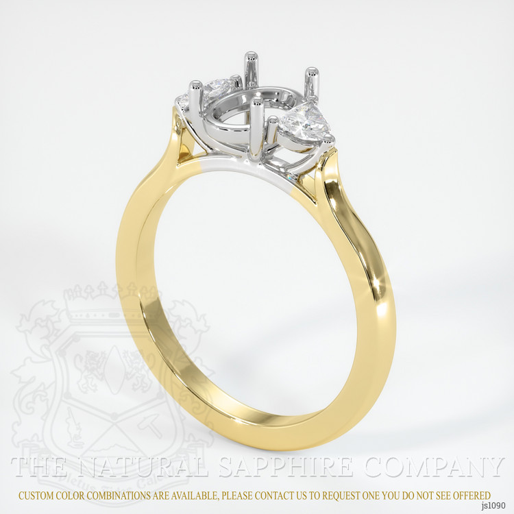 14K White & Yellow Three Stone Ring Setting