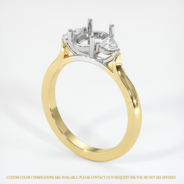 14K White & Yellow Three Stone Ring Setting
