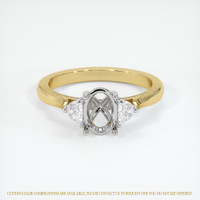 14K White & Yellow Three Stone Ring Setting Image