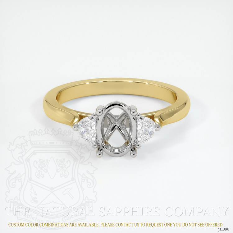 14K White & Yellow Three Stone Ring Setting