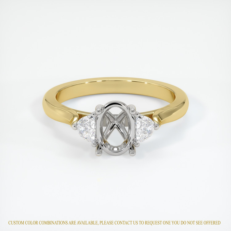 14K White & Yellow Three Stone Ring Setting