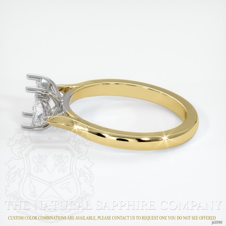 14K White & Yellow Three Stone Ring Setting