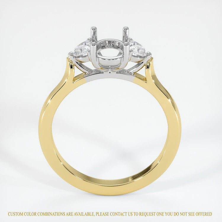 14K White & Yellow Three Stone Ring Setting