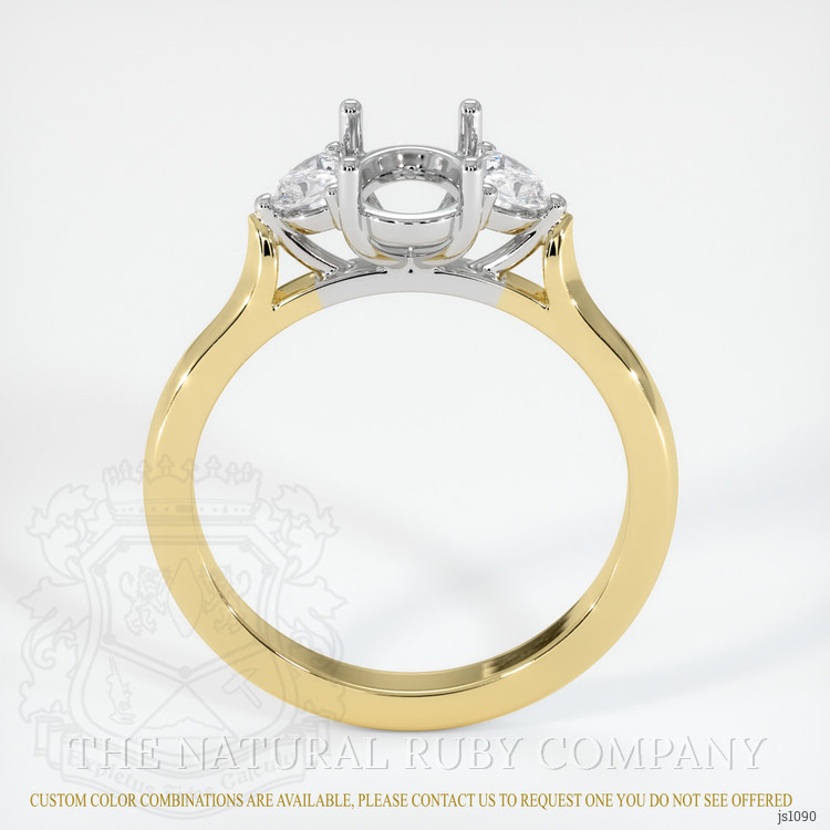 14K White & Yellow Three Stone Ring Setting