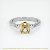 14K Yellow & White Three Stone Ring Setting Image