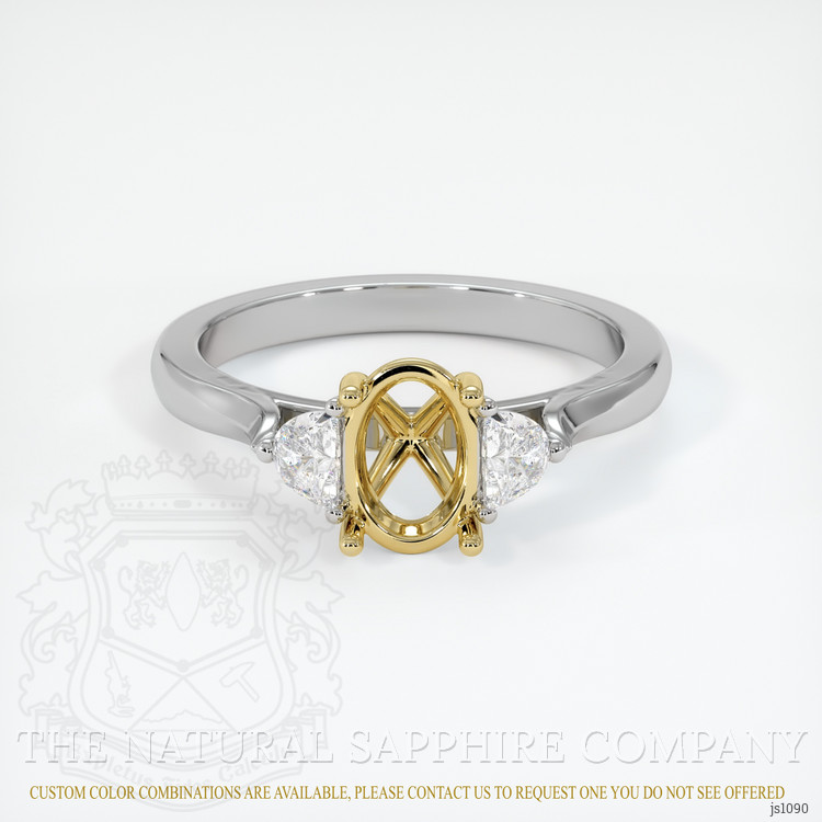 14K Yellow & White Three Stone Ring Setting