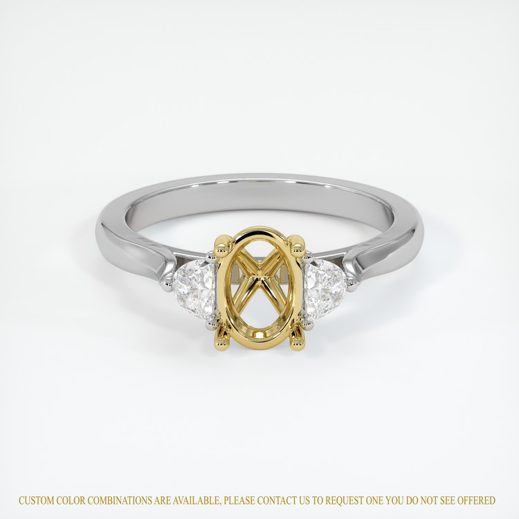 14K Yellow & White Three Stone Ring Setting