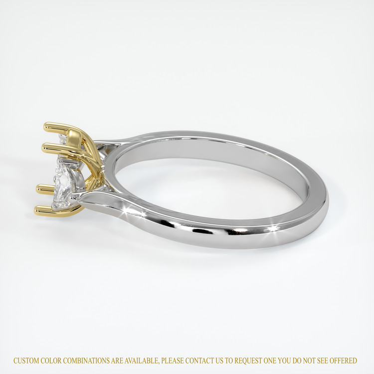 14K Yellow & White Three Stone Ring Setting