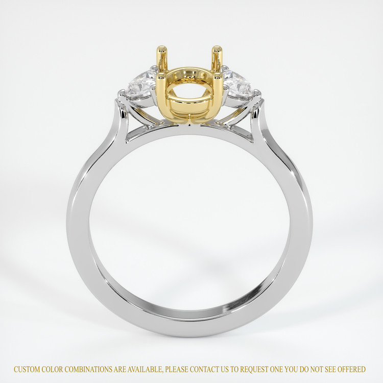 14K Yellow & White Three Stone Ring Setting