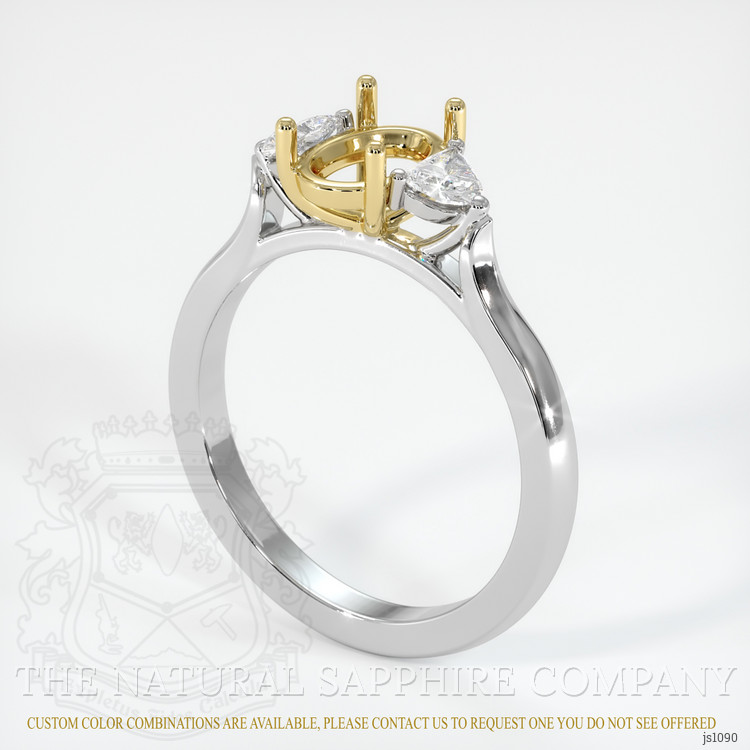 18K Yellow & White Three Stone Ring Setting