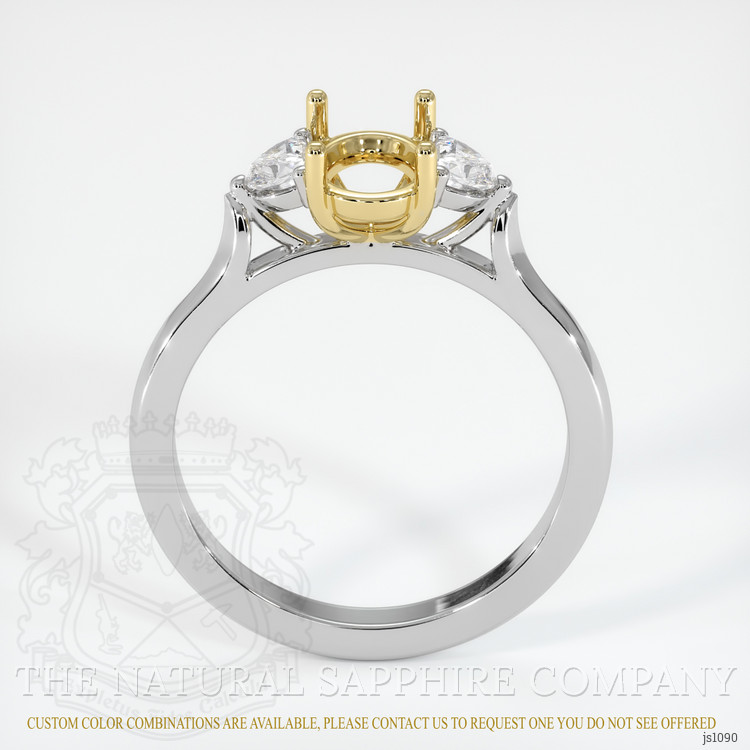 18K Yellow & White Three Stone Ring Setting