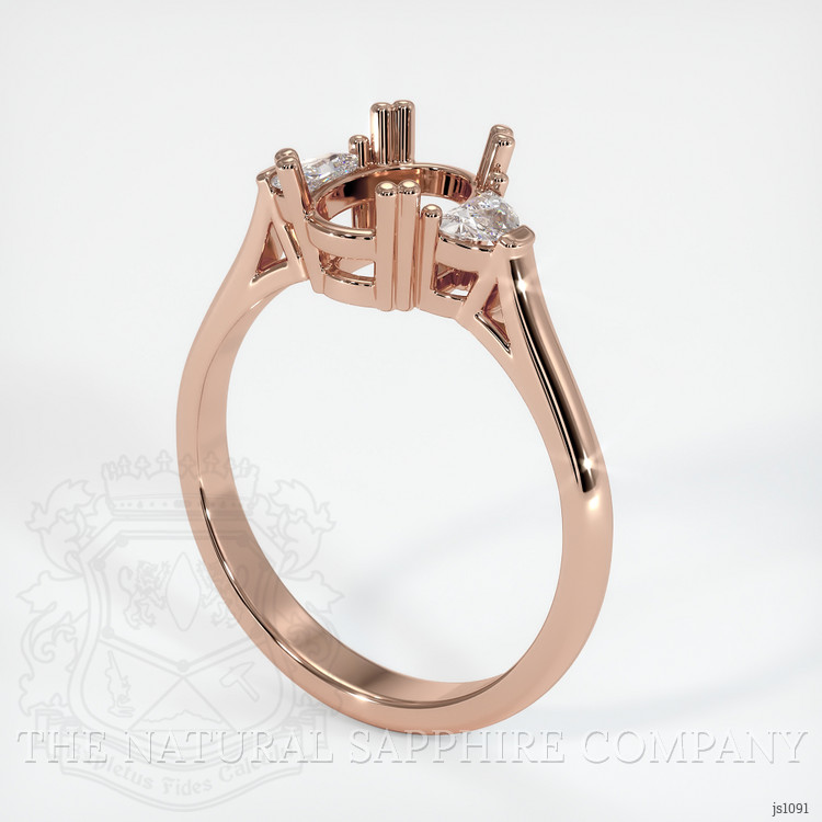 14K Rose Gold Three Stone Ring Setting