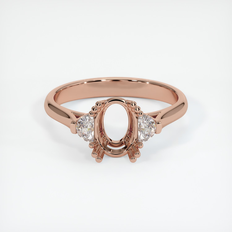 14K Rose Gold Three Stone Ring Setting
