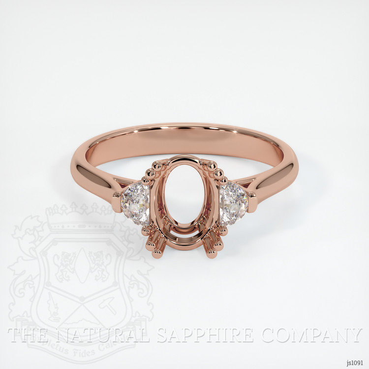 14K Rose Gold Three Stone Ring Setting