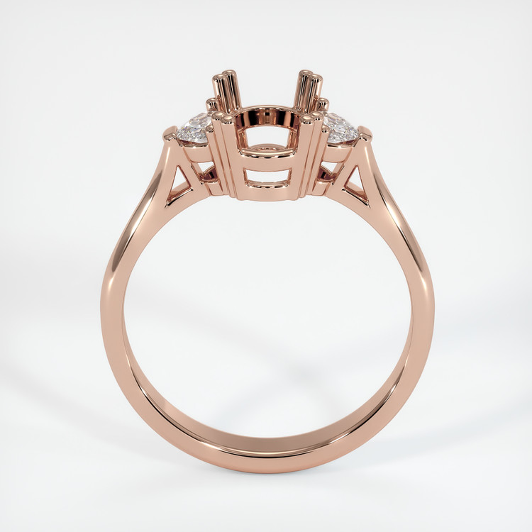 14K Rose Gold Three Stone Ring Setting