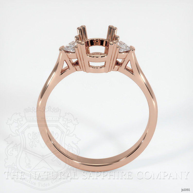 14K Rose Gold Three Stone Ring Setting