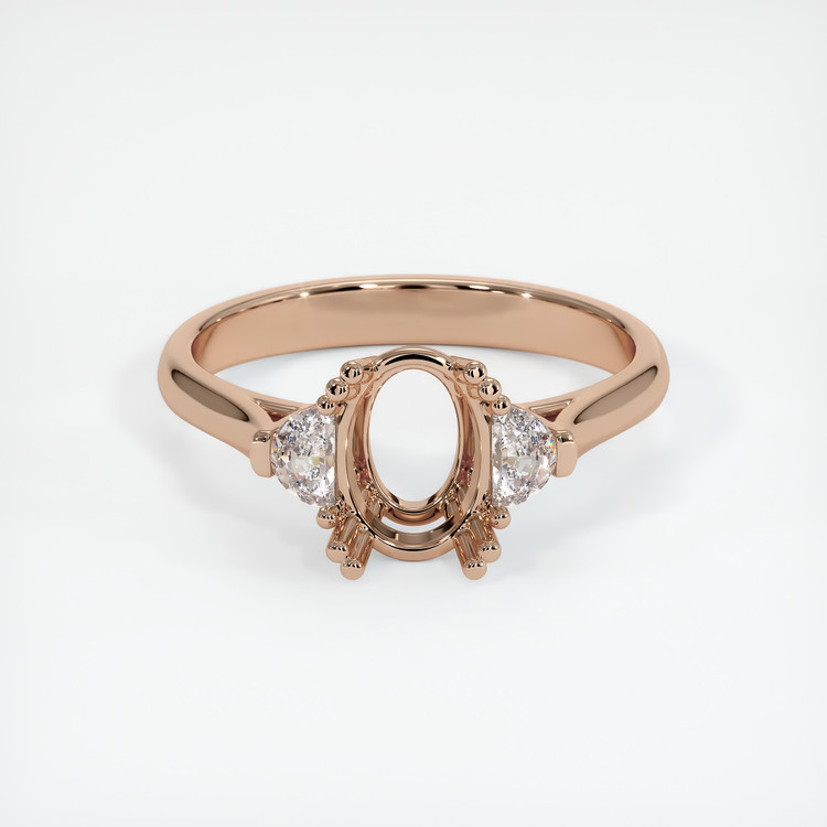 18K Rose Gold Three Stone Ring Setting