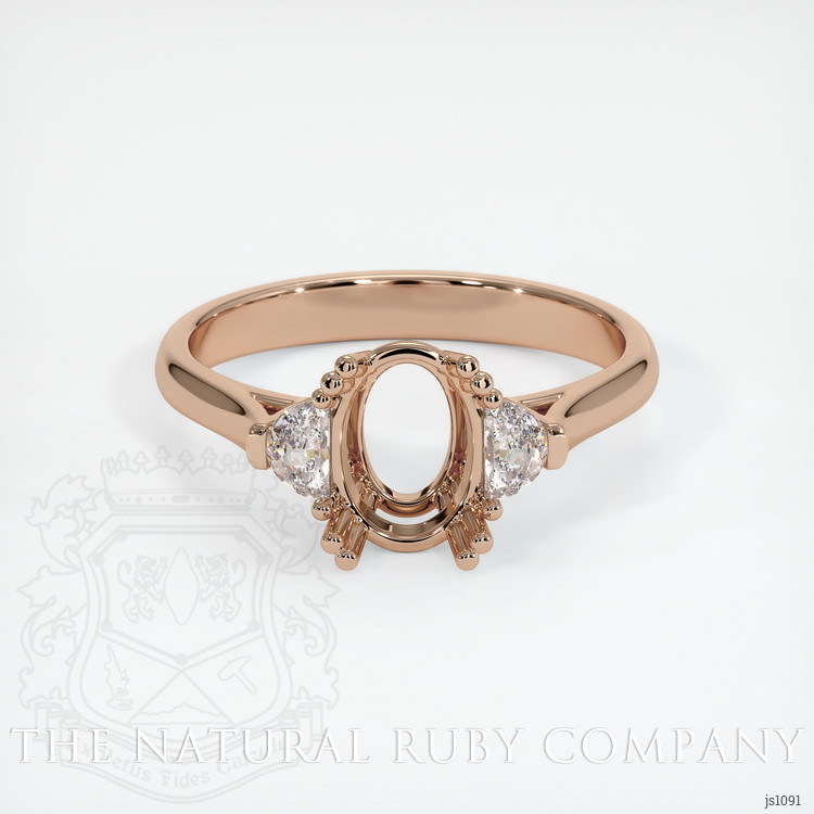 18K Rose Gold Three Stone Ring Setting