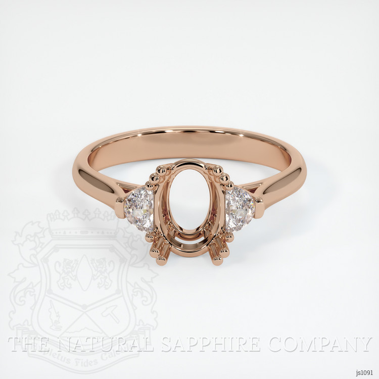 18K Rose Gold Three Stone Ring Setting
