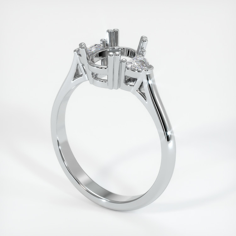 14K White Gold Three Stone Ring Setting
