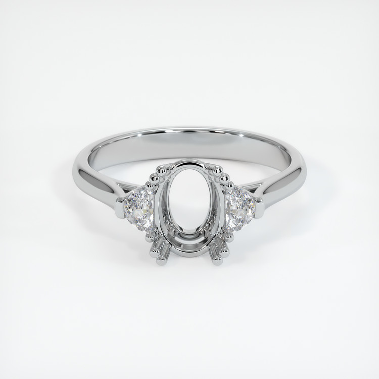 14K White Gold Three Stone Ring Setting