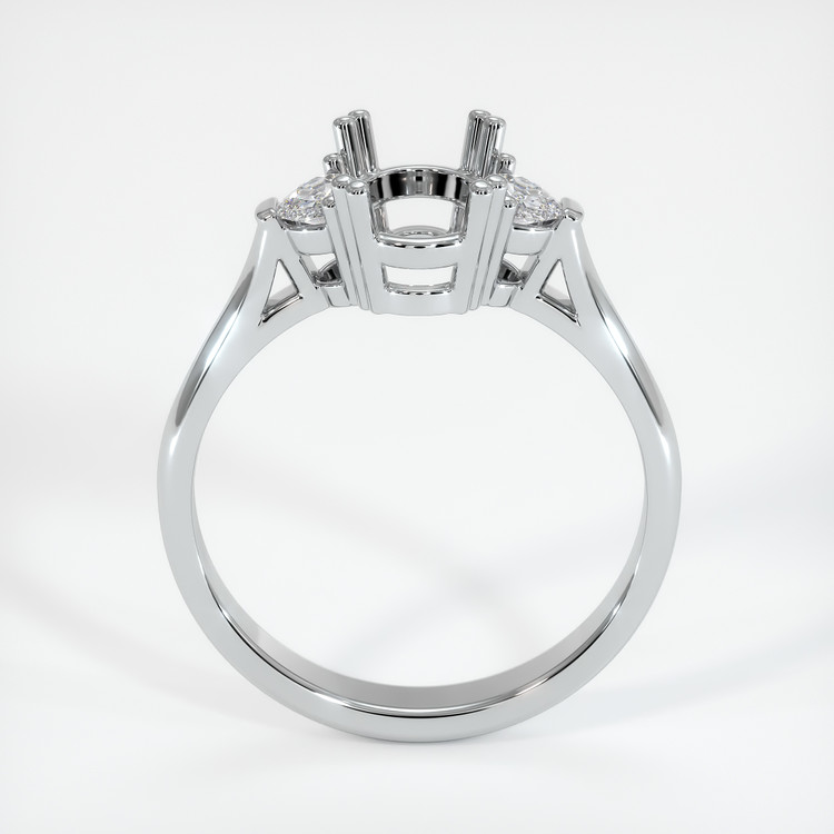 14K White Gold Three Stone Ring Setting