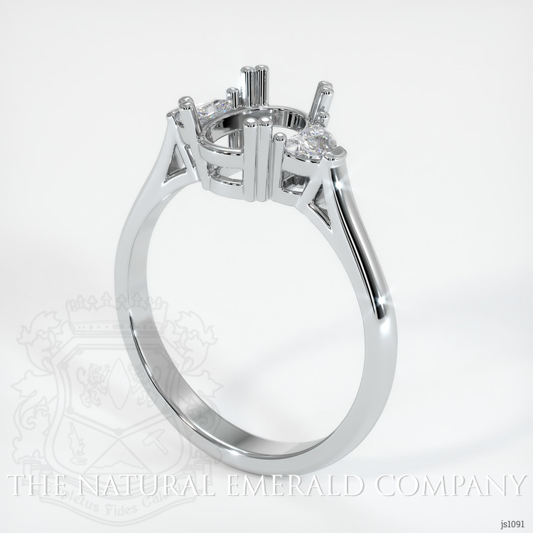 18K White Gold Three Stone Ring Setting