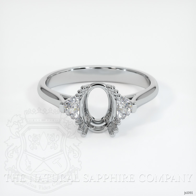 18K White Gold Three Stone Ring Setting