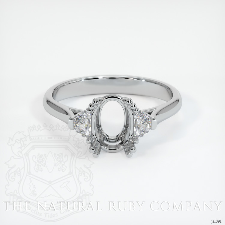 18K White Gold Three Stone Ring Setting