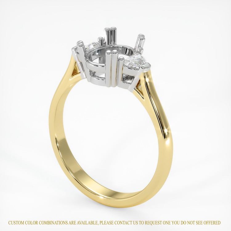 14K White & Yellow Three Stone Ring Setting