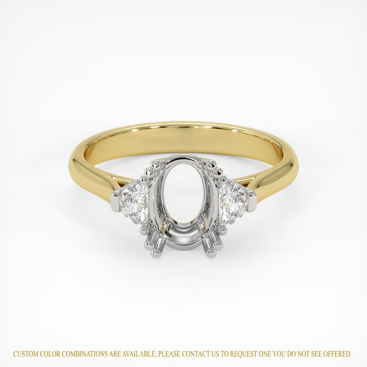 14K White & Yellow Three Stone Ring Setting