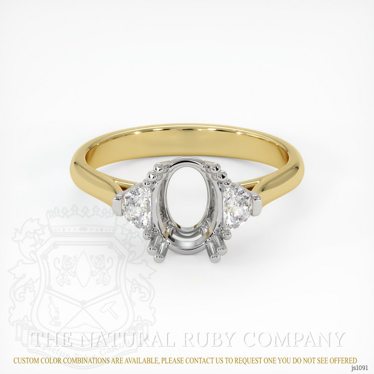 14K White & Yellow Three Stone Ring Setting