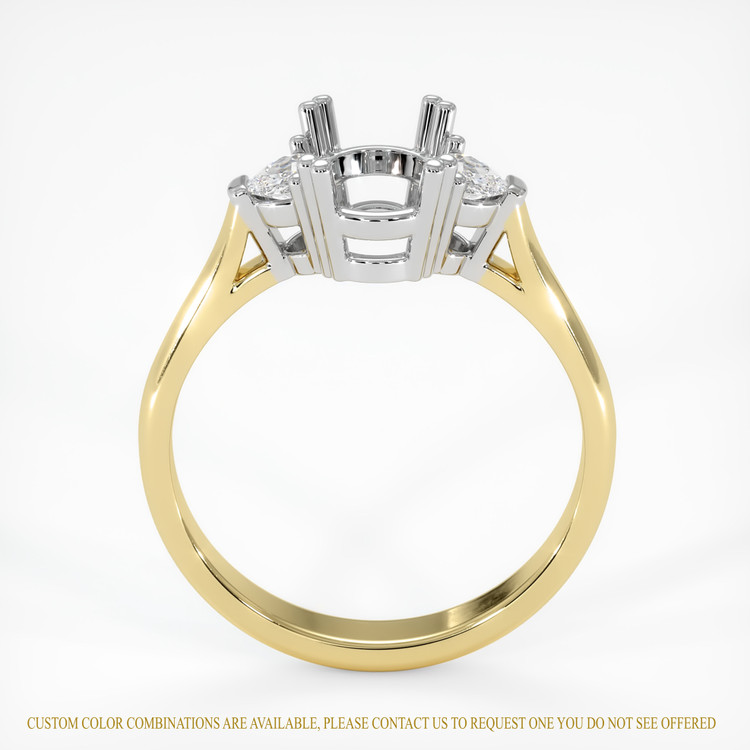 14K White & Yellow Three Stone Ring Setting