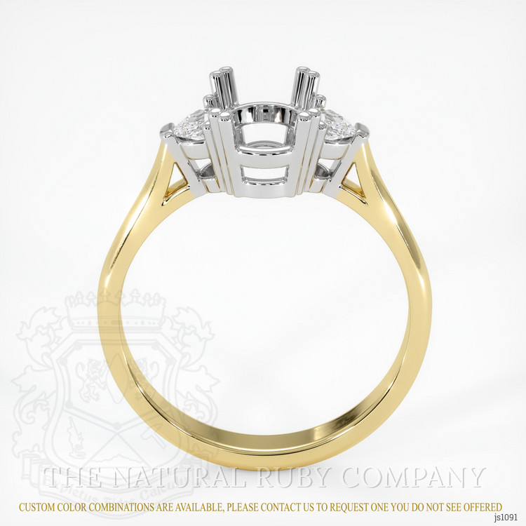 14K White & Yellow Three Stone Ring Setting