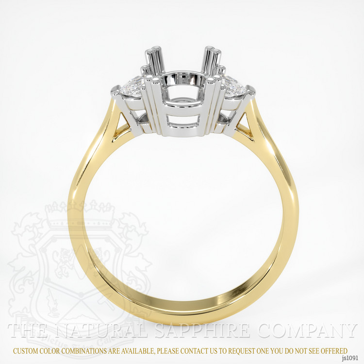18K White & Yellow Three Stone Ring Setting