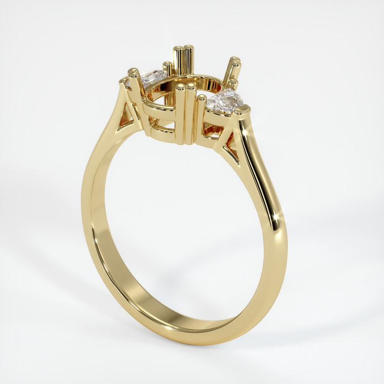 14K Yellow Gold Three Stone Ring Setting