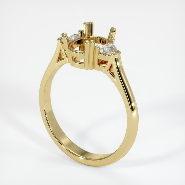18K Yellow Gold Three Stone Ring Setting