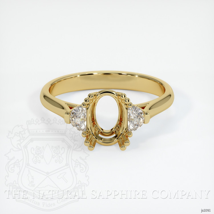 18K Yellow Gold Three Stone Ring Setting