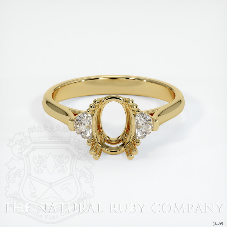 18K Yellow Gold Three Stone Ring Setting