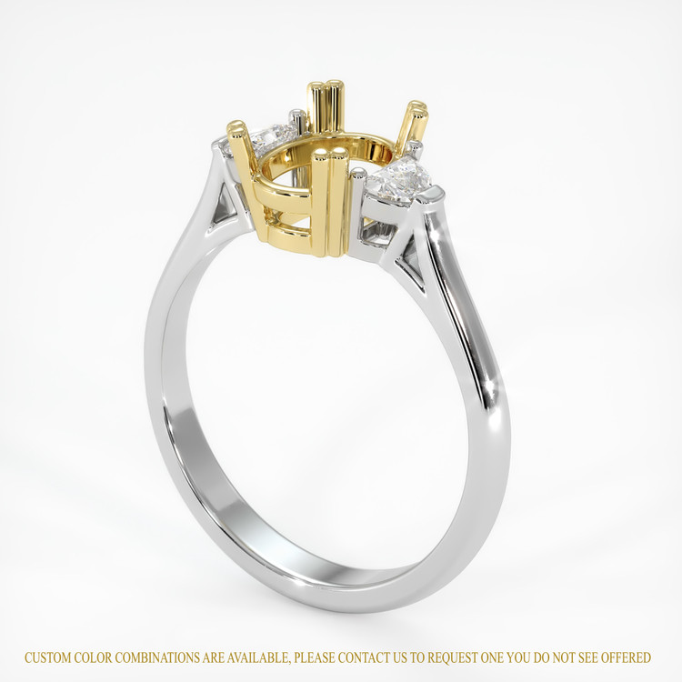 14K Yellow & White Three Stone Ring Setting