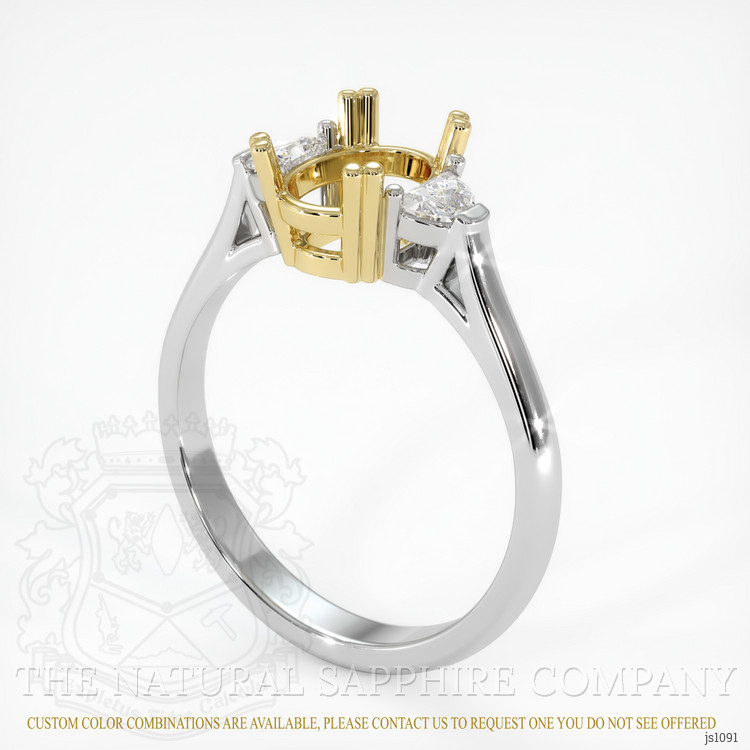 14K Yellow & White Three Stone Ring Setting