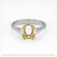 14K Yellow & White Three Stone Ring Setting Image