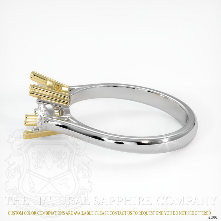 14K Yellow & White Three Stone Ring Setting
